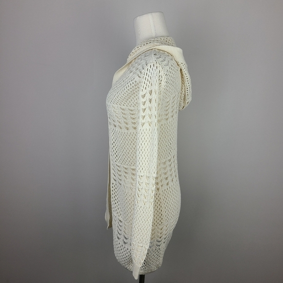 JUSTICE Girls Cream Hooded Open Knit Cardigan Sweater Size 12 - Picture 12 of 15